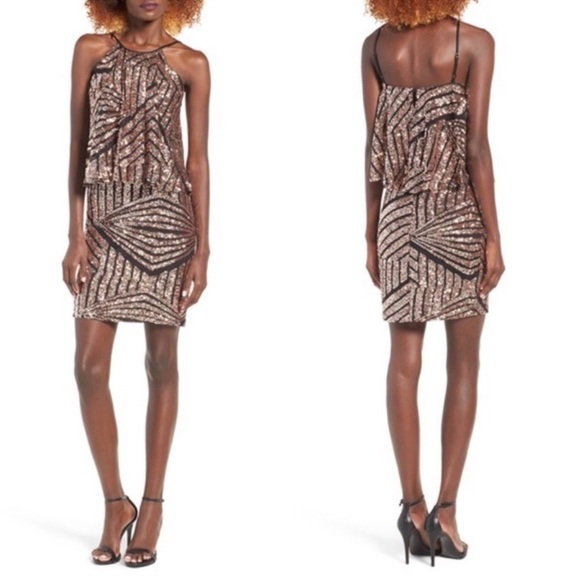 DEVLIN Rose Gold Sequin Dress - Picture 1 of 11